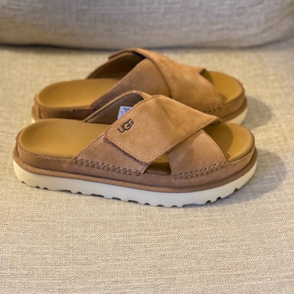 UGG Brown Cross-Strap Slides